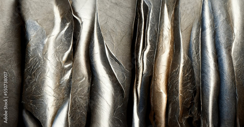Rumpled foil. Silver foil texture. Graphics background for design. 
