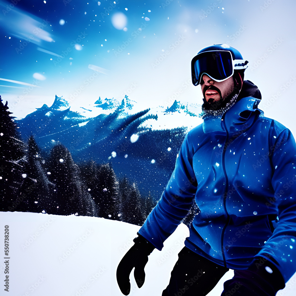 One person skiing in snowy mountains One person skiing in snowy mountains