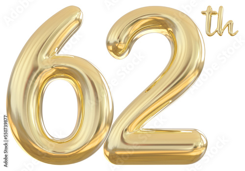 62th anniversary numbers gold celebrate number