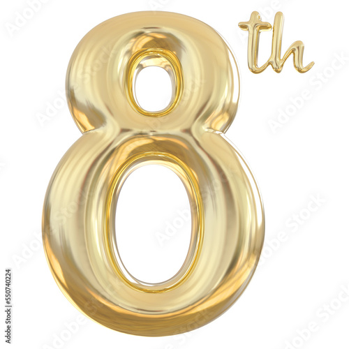 8th anniversary numbers gold celebrate number