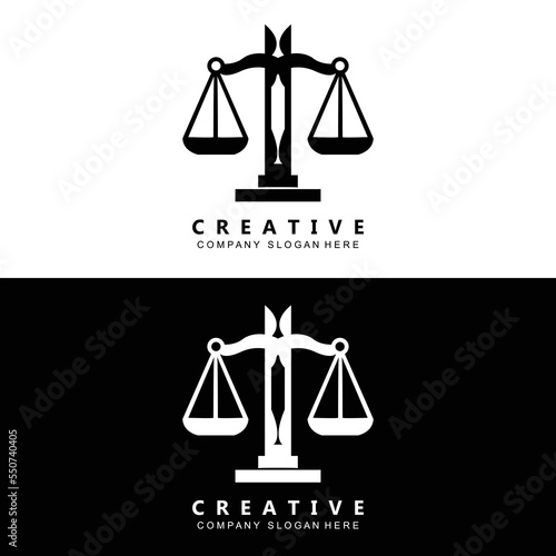 Law Logo, Scales Justice Vector, Design For Pawnshop Brands, Law, Attorney, Financial Institutions