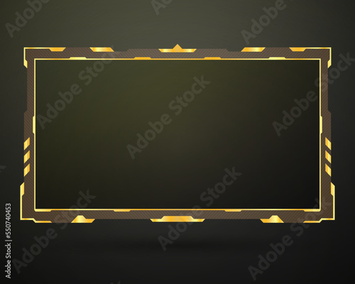 Brown and gold live stream overlay webcam screen video interface panel for gaming and streaming