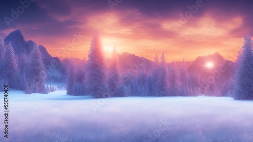 Impressive sunrise in the winter mountains landscape with Colorful outdoor scene. © Bellarosa