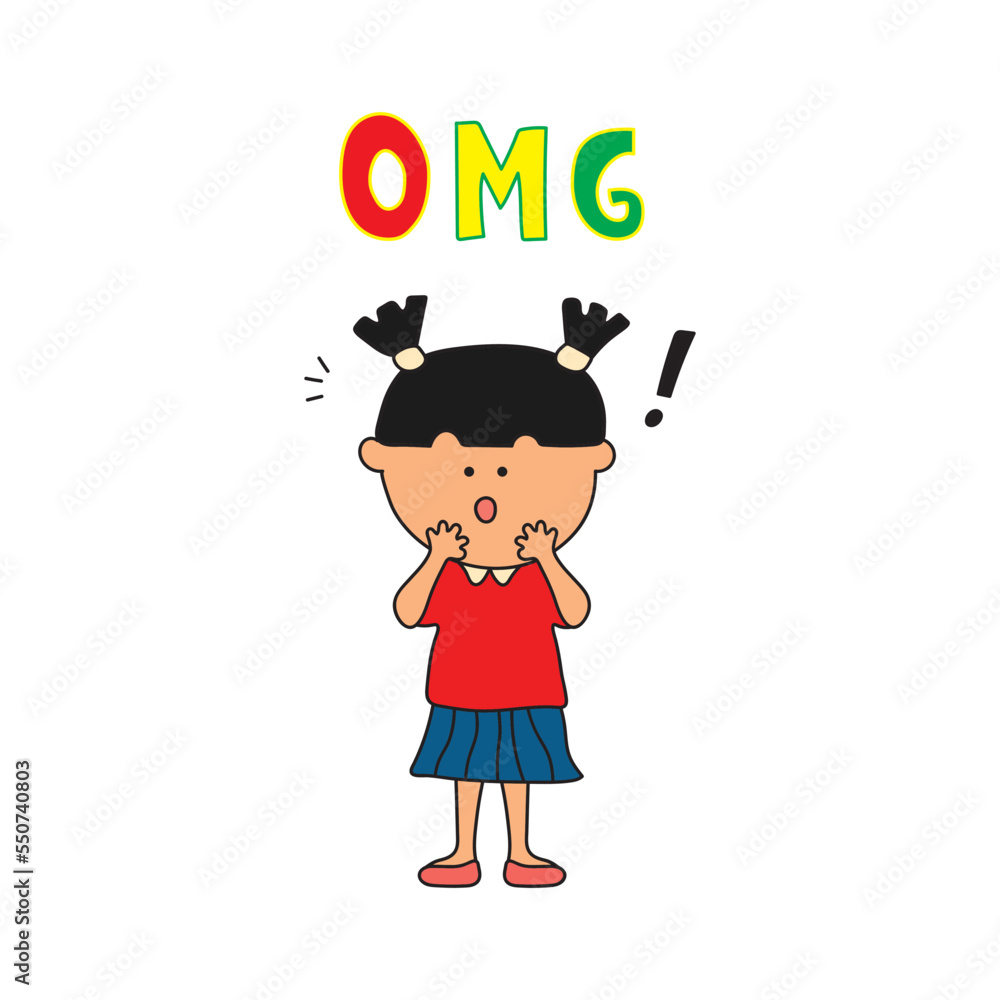 kids drawing Vector illustration of little girl shocked and surprised kids drawing Vector illustration of little girl shocked and surprised