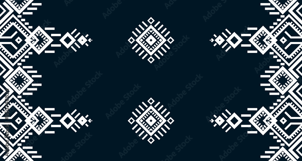 Geometric Seamless Ethnic Pattern in black and white color.design for background. Aztec Pattern illustration template element EP.39