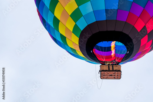 Hot air balloon in flight