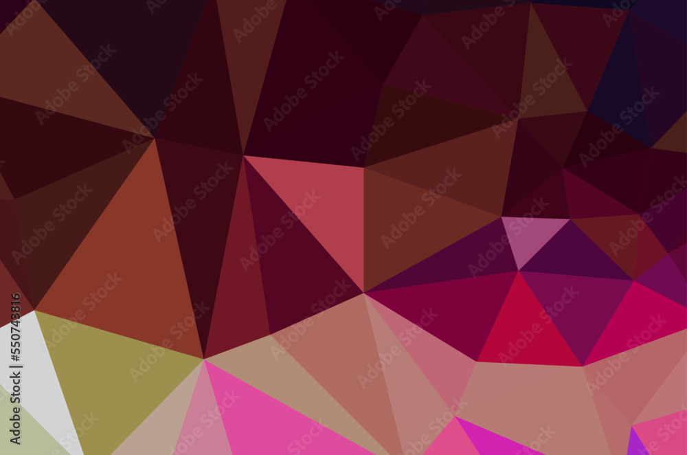 Multicolor mosaic backdrop. Geometric low polygonal background. Design element for book covers, presentations layouts, title backgrounds. Vector clip art.