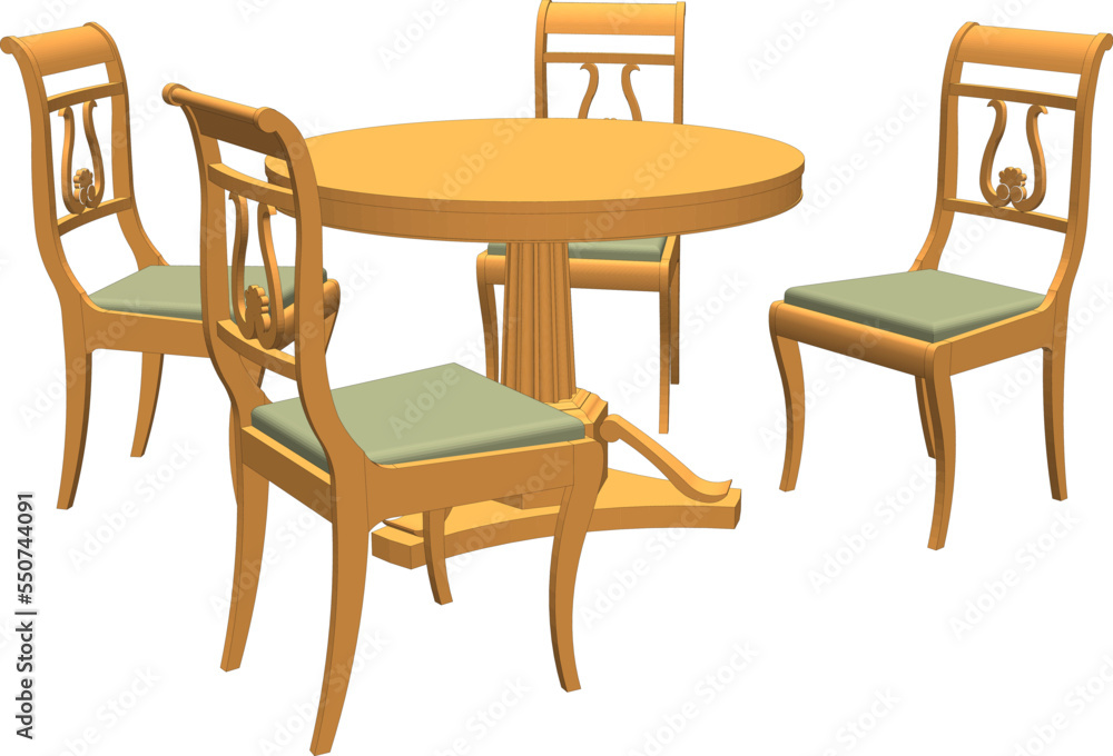 Modern classic minimalist dining table set for young families with white background Modern classic minimalist dining table set for young families with white background