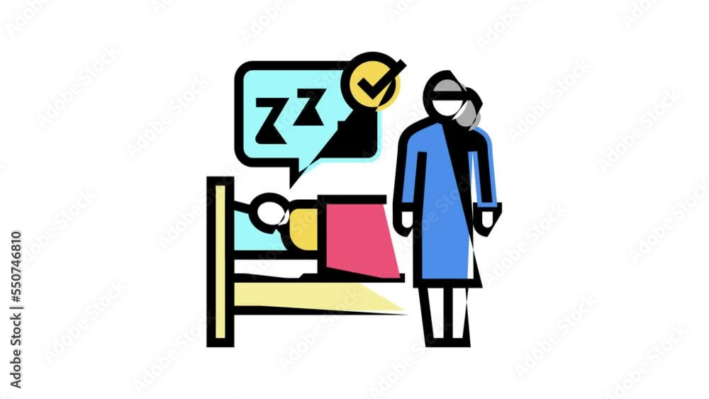 watching sleeping child color icon animation watching sleeping child color icon animation