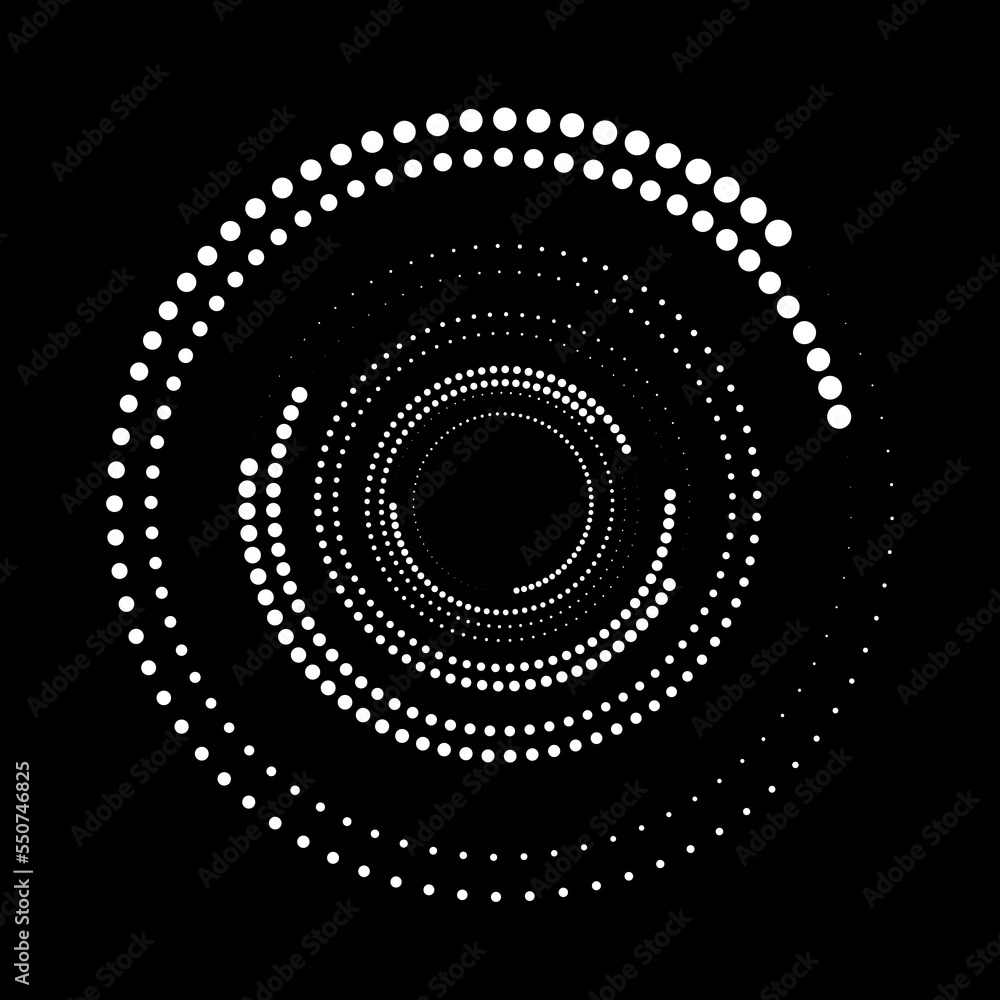 White dots in circle form. Halftone dotted lines. Trendy design element for border frame, round logo, tattoo, sign, symbol, web pages, prints, template, pattern, abstract background White dots in circle form. Halftone dotted lines. Trendy design element for border frame, round logo, tattoo, sign, symbol, web pages, prints, template, pattern, abstract background