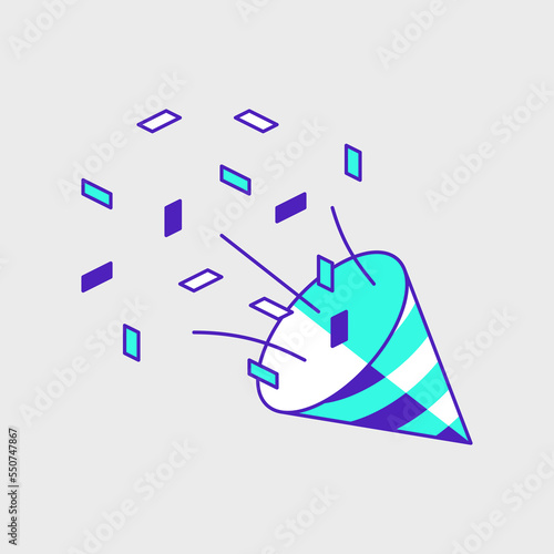Party popper Confetti isometric vector icon illustration