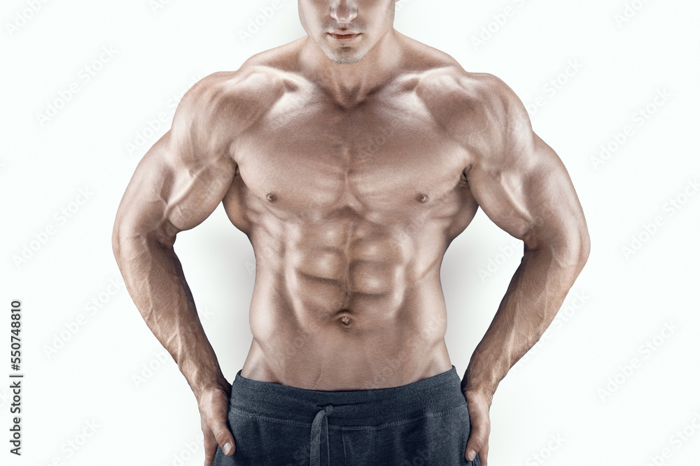 Handsome and young power athletic man with great physique