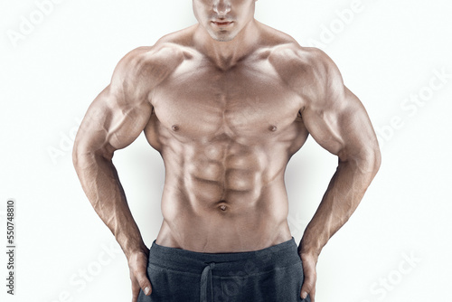 Handsome and young power athletic man with great physique