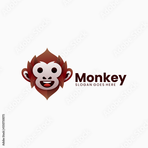 Vector Logo Illustration Monkey Gradient Colorful Style