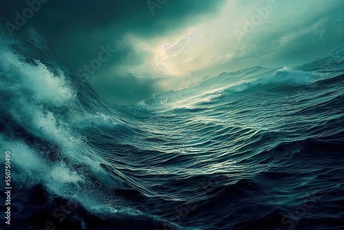 Ship in the stormy sea