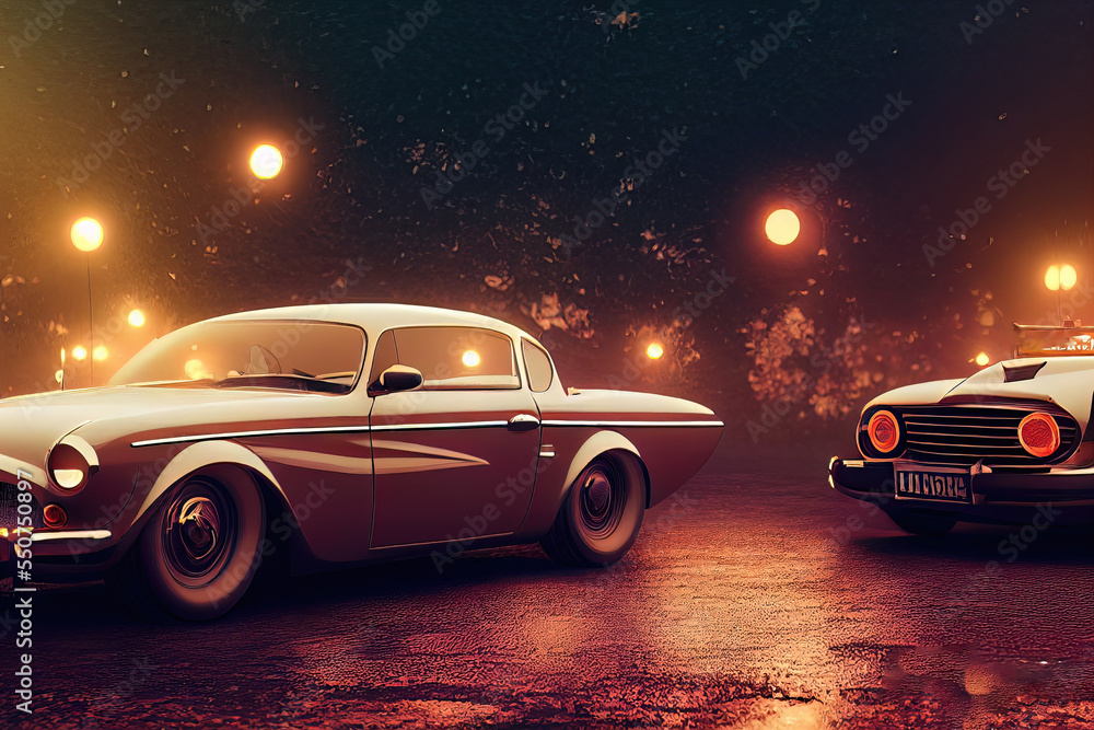 Fototapeta premium Vintage car on the street