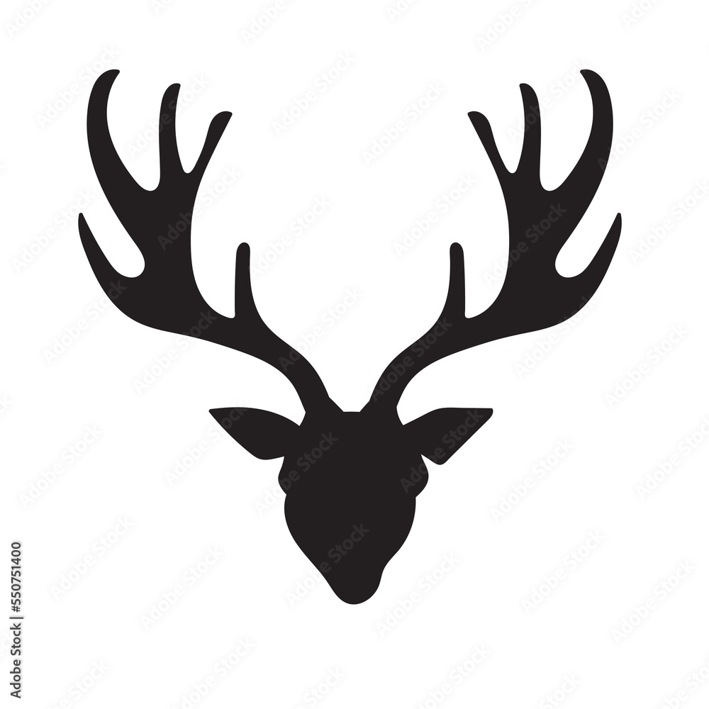Black silhouette of Dear head with big antlers. Vector illustration. Black silhouette of Dear head with big antlers. Vector illustration.