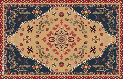 Persian rugs. Traditional oriental geometric patterns for backgrounds, rugs, wallpapers, clothing, wraps, batiks, fabrics, Vector embroidery pattern.