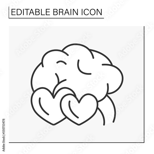 Brain line icon. Healthcare. Care for the brain. Neurology treatments.. Brainstorming concept. Isolated vector illustration. Editable stroke