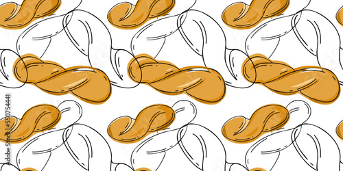 Seamless pattern with Korean air donuts. Doodle style or hand drawing. vector illustration
