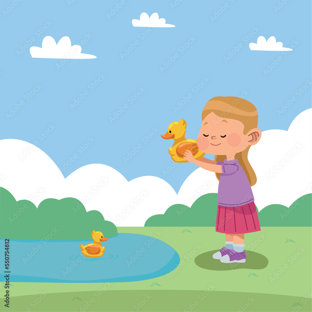 little girl playing with ducks little girl playing with ducks