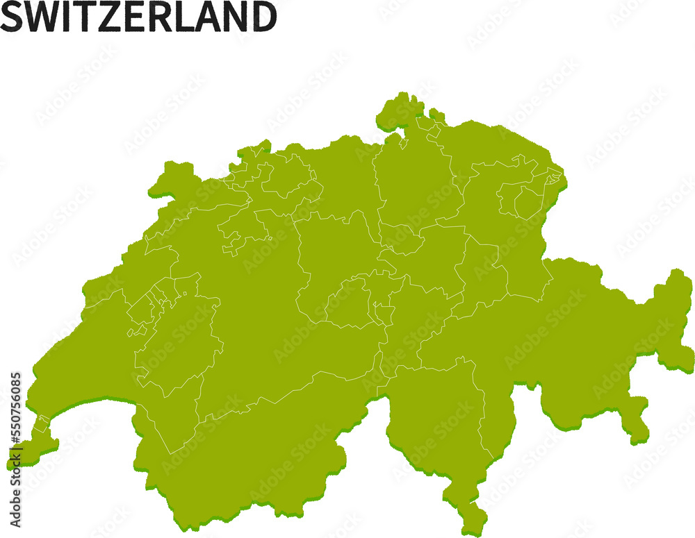 スイス/SWITZERLANDの地域区分イラスト