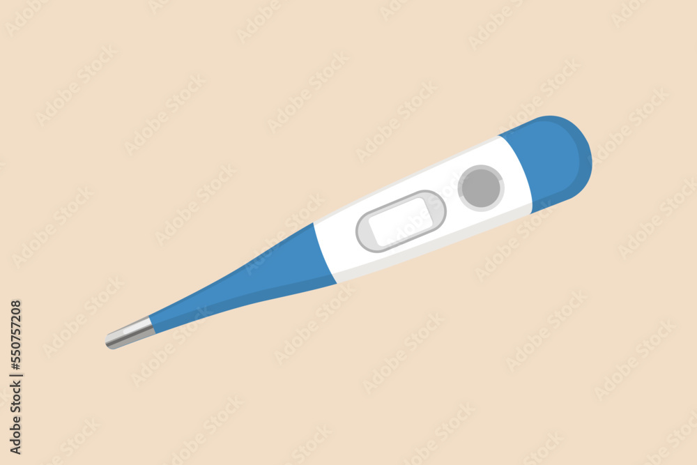 Thermometer. Medical device for checking body temperature. Medical equipment concept. Colored flat graphic vector illustration isolated. Thermometer. Medical device for checking body temperature. Medical equipment concept. Colored flat graphic vector illustration isolated.