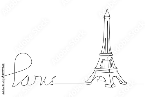 continuous line drawing of Paris Eiffel Tower