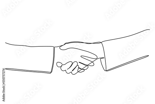 continuous line drawing of business people shaking hands