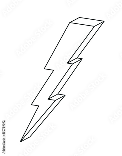 Minimal lightning icon. Graphic element for printing on fabric. Fashion, trend and style. Symbol of speed and energy. Aesthetics and elegance. Creativity and art. Cartoon flat vector illustration