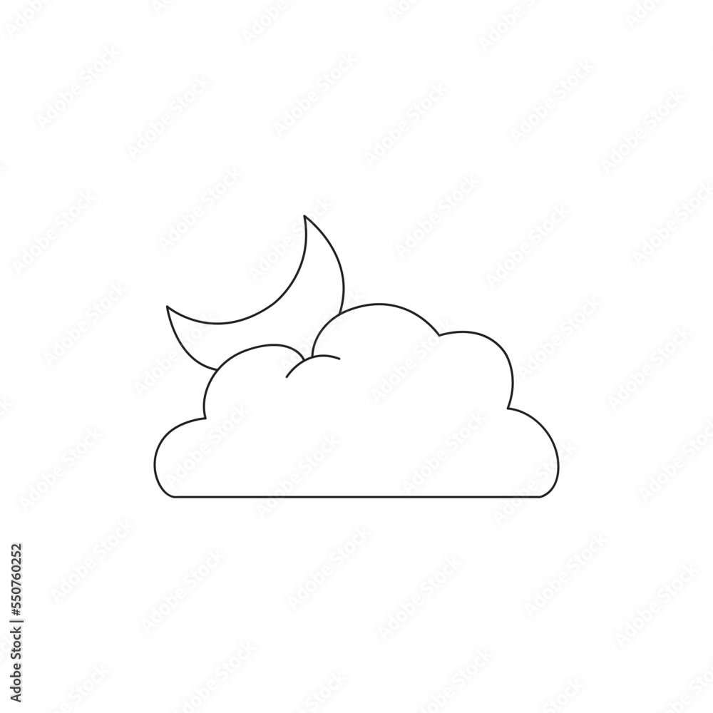 Partly Cloudy Night weather symbol isolated on white background. line art vector isolated. Partly Cloudy Night weather symbol isolated on white background. line art vector isolated.
