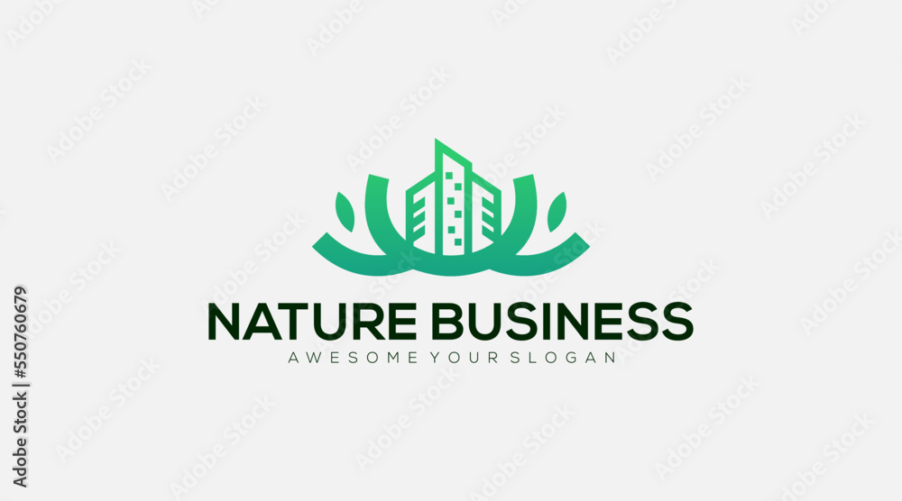 Initial letter U eco Business logo design vector illustration