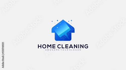 Home cleaning Logo design icon vector illustration