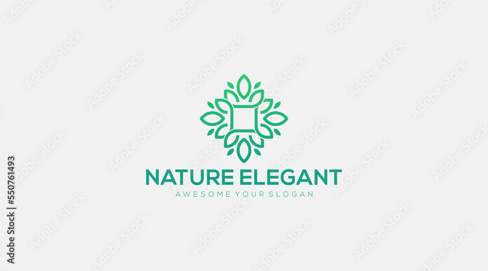 Luxury Nature elegant leafs frame logo design