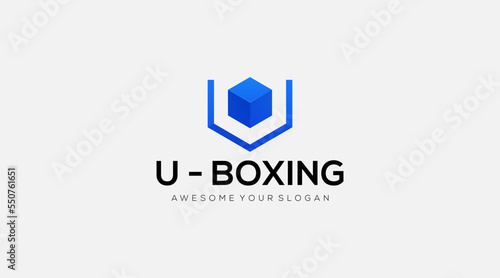 Initial Letter U box Logo design template illustration