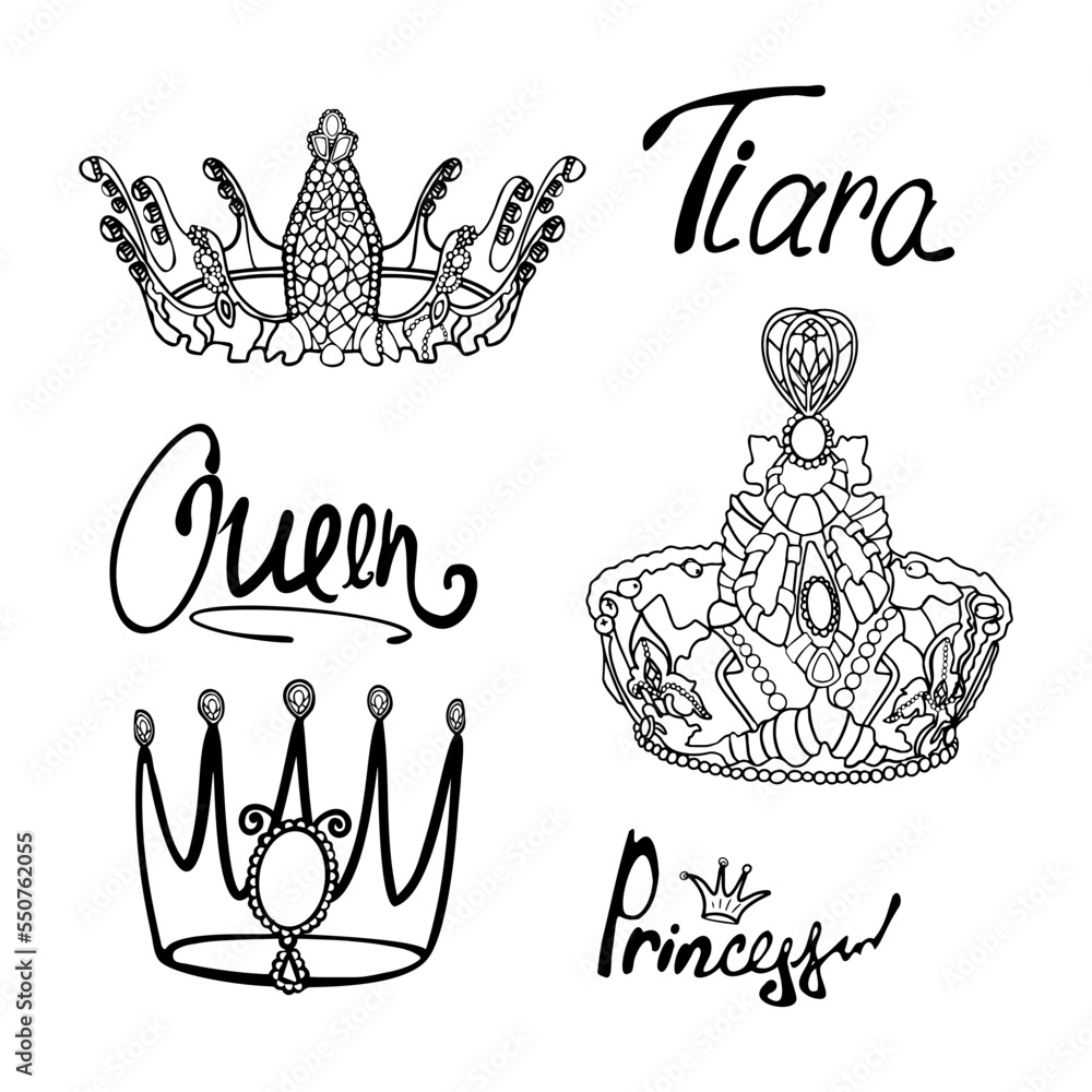 Realistic golden crown. Crown headdress for king and queen. Royal