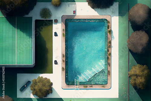 Swimming pool, aerial view