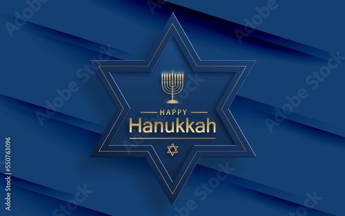 Happy Hanukkah card with nice and creative symbols on color background for Hanukkah Jewish holiday