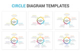 Circle diagram templates set - 3, 4, 5, 6, 7 and 8 elements, circle infographics