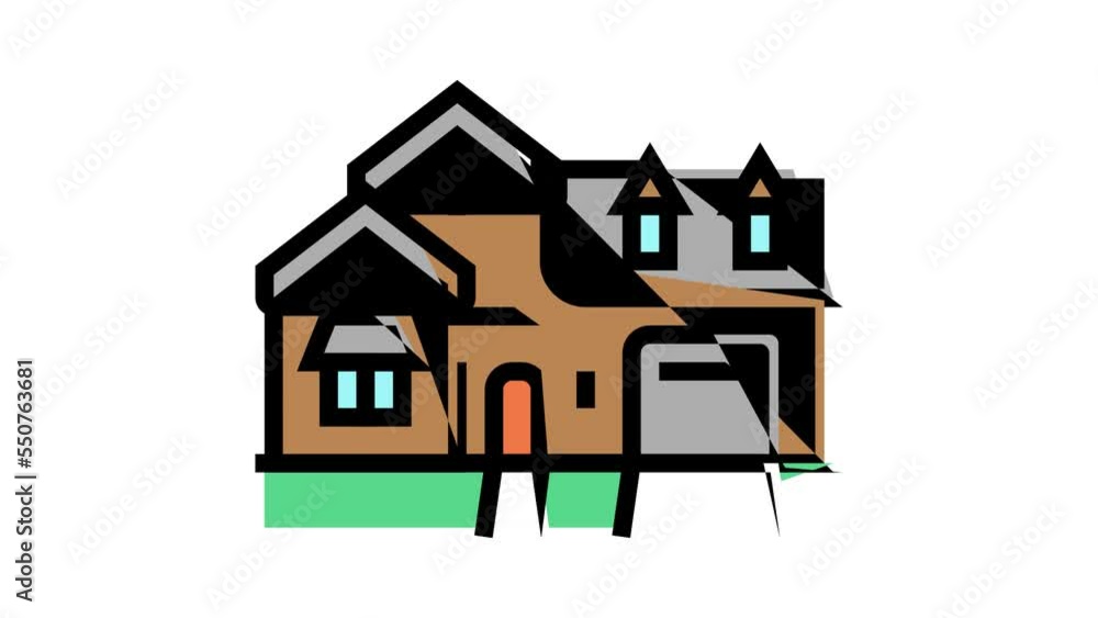 french country house color icon animation