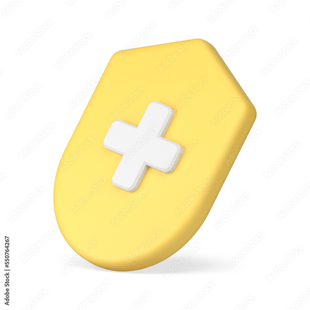 Obraz premium Medical health protection shield cross 3d icon