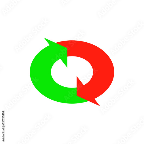Exchange flat symbol, cyclic rotation icon, colored double arrow, repeat, circle recycling sign. Vector illustration