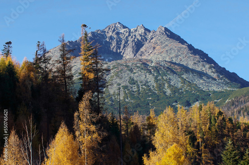 View of the high Tatras in Slovakia in autumn.