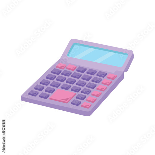 Calculator flat style, soft purple and pink colors, design on white background