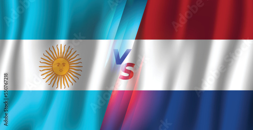 Argentina vs Netherlands 3d style wavy flag background vector illustration, arg vs ned sports banner background photo