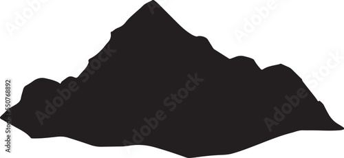 Mountain silhouette vector icon. Rocky peaks. Hiking mountain