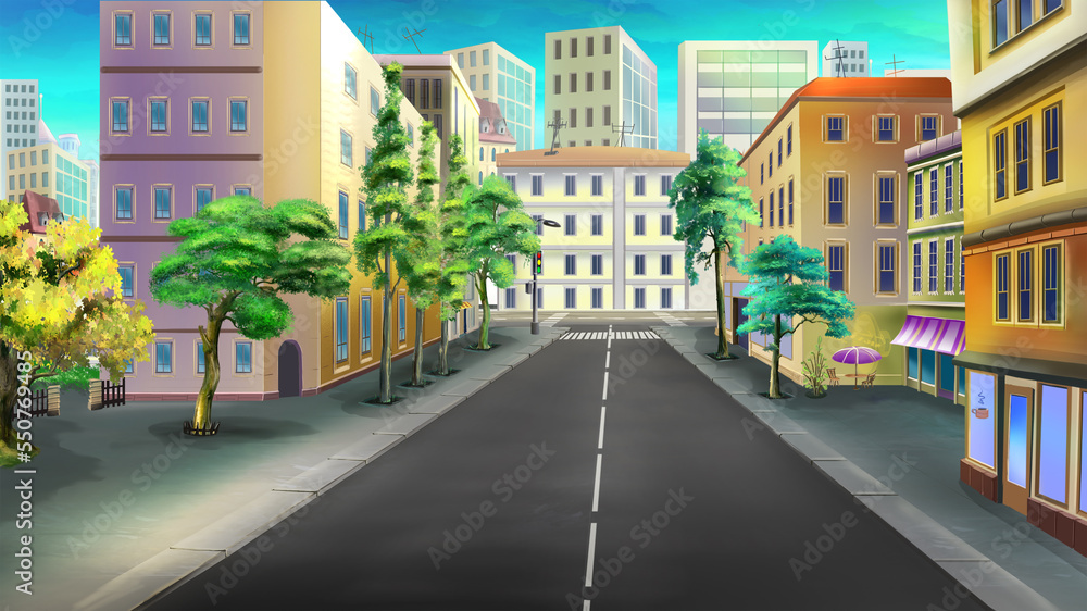 Street of the big city on a summer day Street of the big city on a summer day