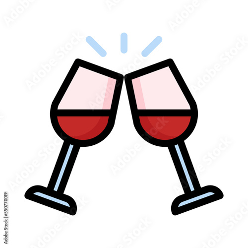 champagne cheers icon with lineal color style vector