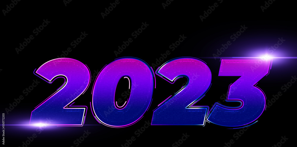 2023 Happy New Year Greeting Card. Happy New Year illustration with typography lettering and Christmas ball on dark background. Holiday design for flyer, greeting card, banner, celebration poster. 2023 Happy New Year Greeting Card. Happy New Year illustration with typography lettering and Christmas ball on dark background. Holiday design for flyer, greeting card, banner, celebration poster.