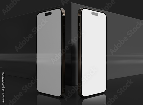 Smartphone mockup based on iphone 14 15 pro, for ui/ux design, infographics, online business, app design, marketing, photography and any design you want to load on it.	